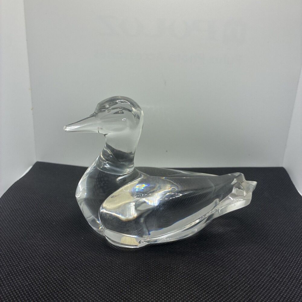 Baccarat Crystal Duck Art Glass Mallard Figurine- Decor Paperweight